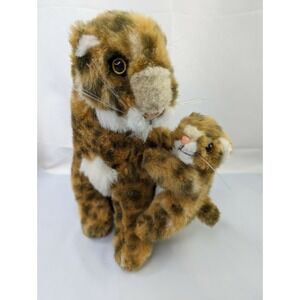 PMS Jaguar Leopard Plush Mom Cub Baby 12 Inch Stuffed Animal Toy